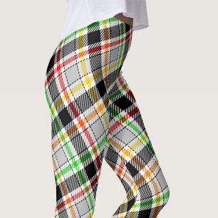 Askgrå Svart Flerfärgad Flanell Plaid Tartan Leggings
