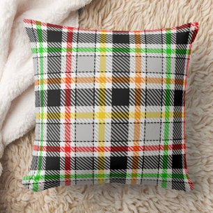 Askgrå Svart Multicolour Flanellruta Tartan Kudde