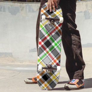 Askgrå Svart Multicolour Flanellruta Tartan Mini Skateboard Bräda 18,5 Cm