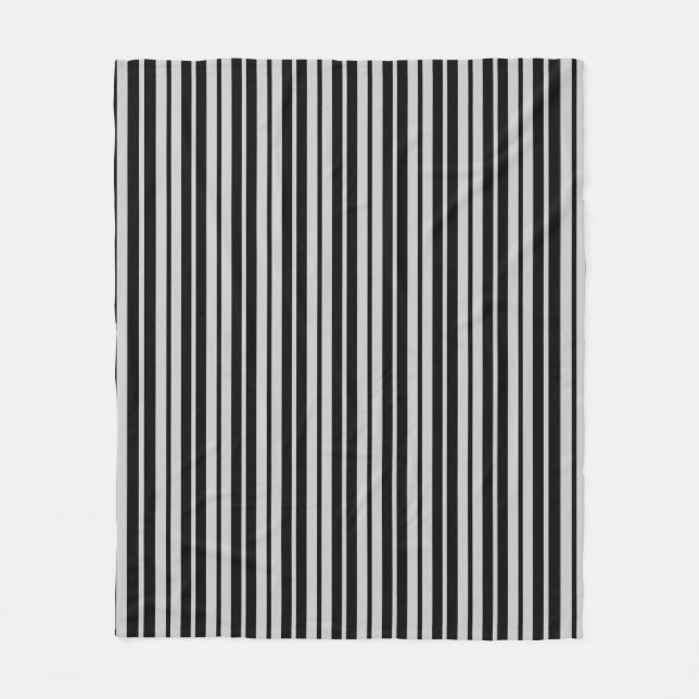 Askgrå svart vertikalt randmönster fleecefilt (Framsidan)