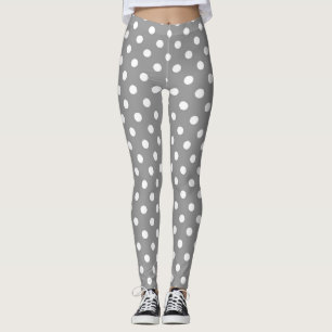 Askgrå vit prickig design leggings