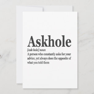 Askhole Definition Rolig Skämt Ordbok Vuxen  Inbjudningar