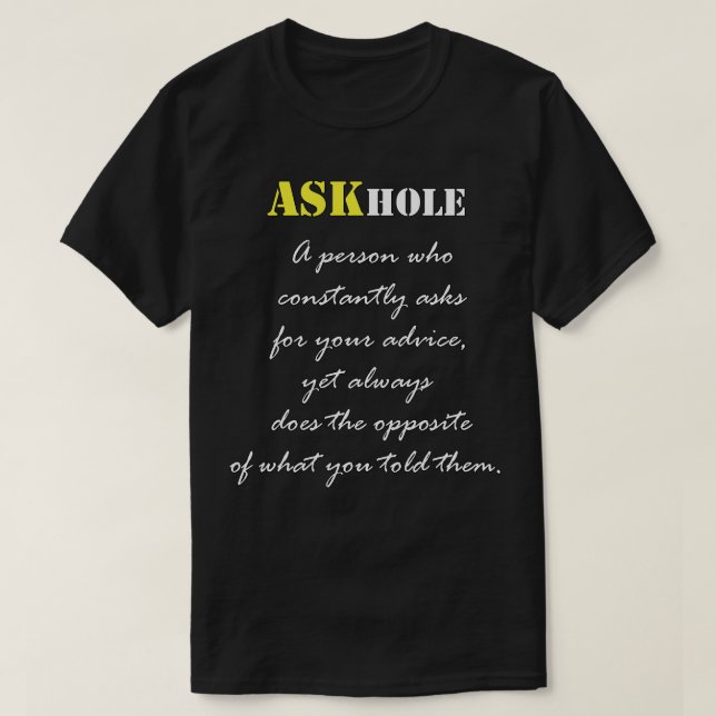 Askhole Funny Definition Sarkastic Quote T Shirt (Design framsida)