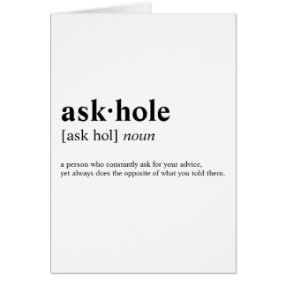Askhole - menande ordbok hälsningskort