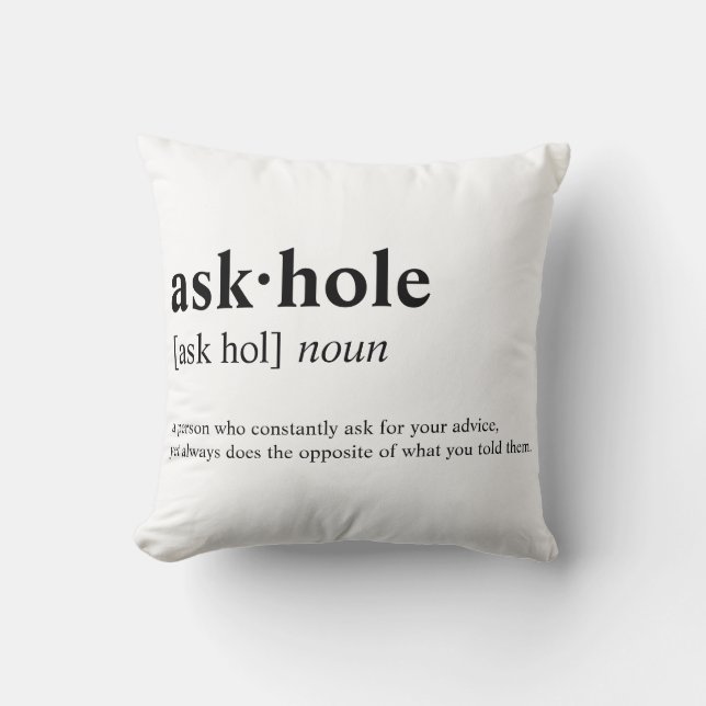 Askhole - Ordbok betydelse Kudde (Framsida)