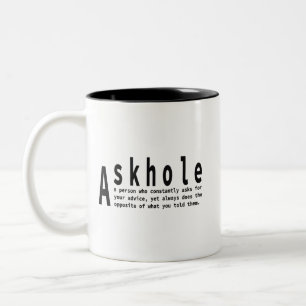 Askholes - Sarksatisk ordboksdefinition Två-Tonad Mugg
