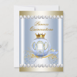 Askungen Blå Prinsessa Quinceanera Inbjudningar