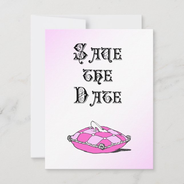 Askungen Glas Slipper Rosa Bröllopsannons Spara Datumet (Framsida)