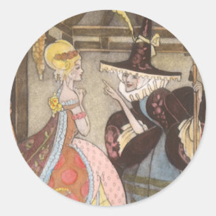 Askungen och Älvan, Vintage saga Runt Klistermärke