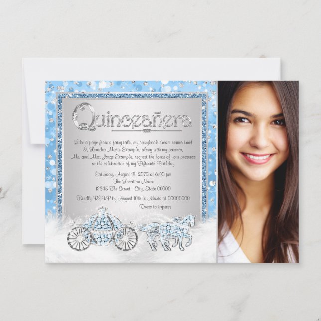 Askungen Princess Quinceanera Inbjudningar (Framsida)