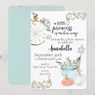 Askungen prinsessa baby shower inbjudningar