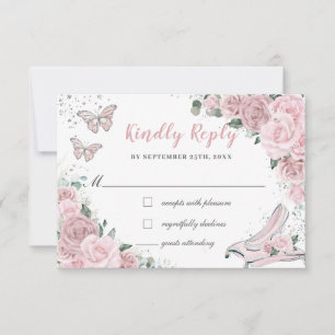 Askungen Prinsessa Ljus Rosa Blommig Quinceañera OSA Kort