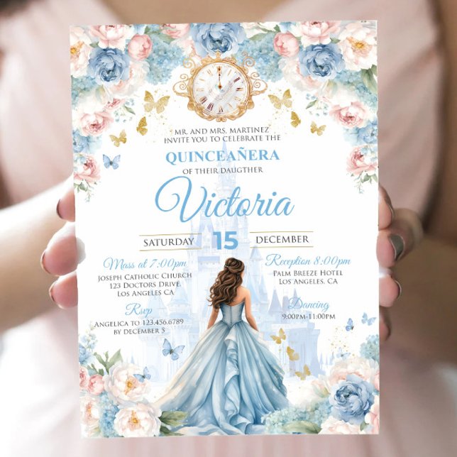 Askungen Quinceañera Inbjudan Prinsessklänning (Skapare uppladdad)