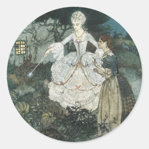 Askungens rätta gudmor av Edmund Dulac Runt Klistermärke