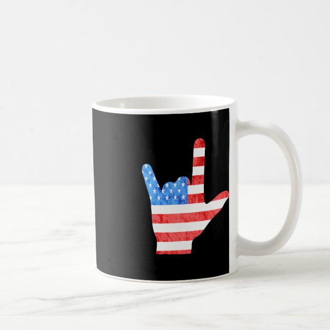 ASL 4:e juli Amerikanska teckenspråk Döv Awarenes Kaffemugg (Höger)