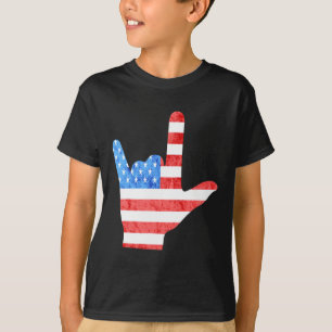 ASL 4:e juli Amerikanska teckenspråk Döv Awarenes T Shirt