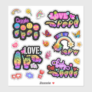 ASL Affirmation Stickers – Love, Laugh, Celebrate Klistermärken