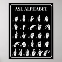 ASL Alfabetet Handtecken A-Z Affisch