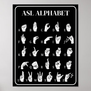ASL Alfabetet Handtecken A-Z Affisch