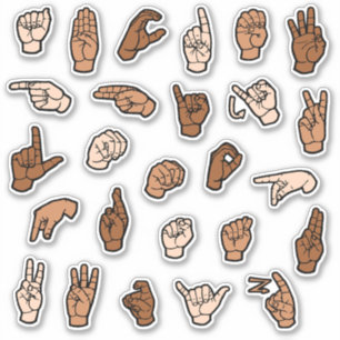 ASL Alphabet ABC Hand Signs Skin Tones Klistermärken