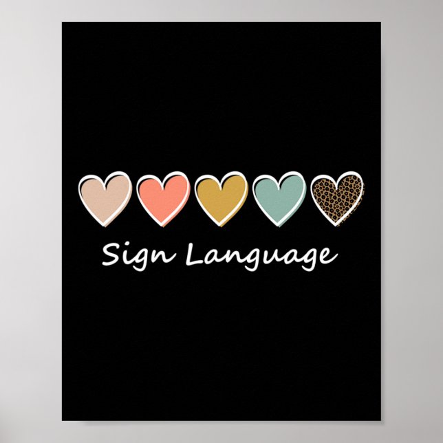 ASL Alphabet American ASL Teacher Sjunga Language Poster (Framsidan)