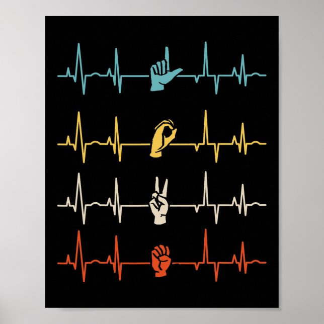 Asl Alphabet American Sing Language Asl Teacher He Poster (Framsidan)
