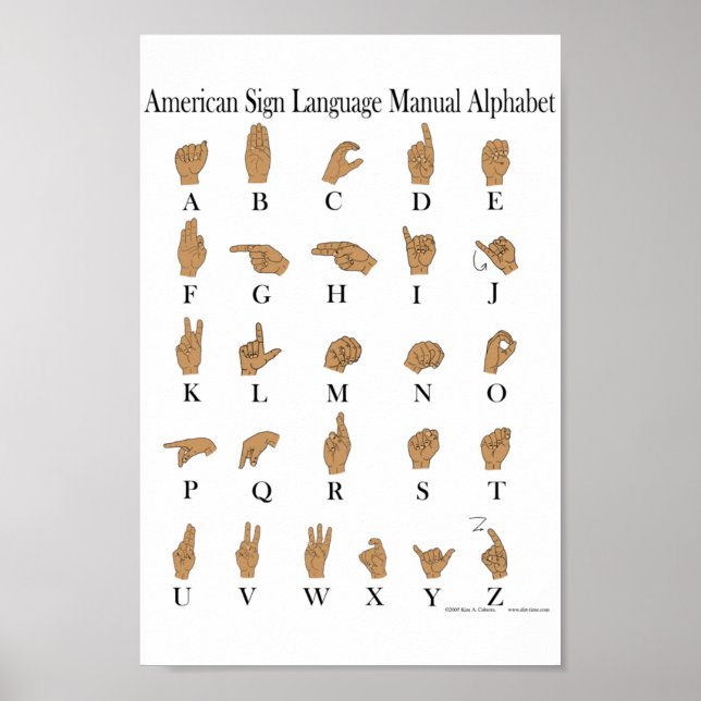 ASL Alphabet Poster amerikanska teckenspråk (Framsidan)