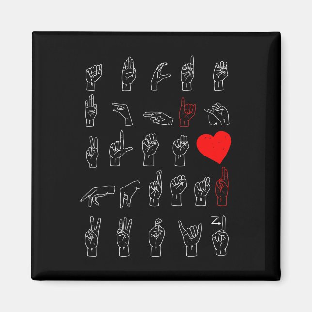 ASL Alphabet Teacher American Sjunga Language ASL  Magnet (Framsidan)