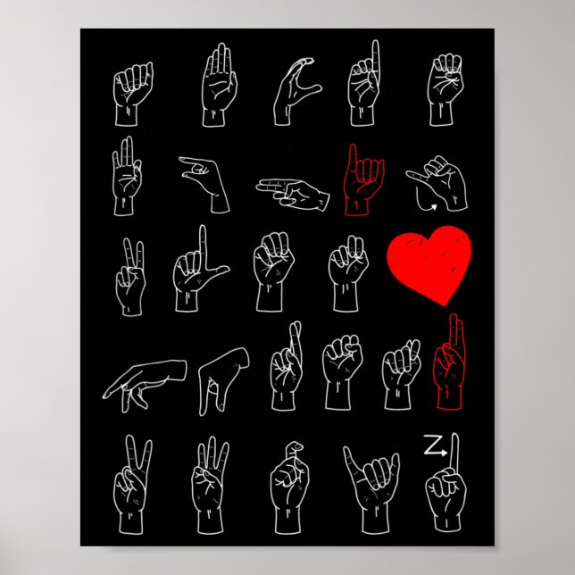 ASL Alphabet Teacher American Sjunga Language ASL  Poster (Framsidan)