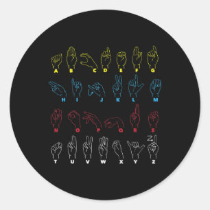 ASL Alphabet Teacher American Sjunga Language ASL Runt Klistermärke