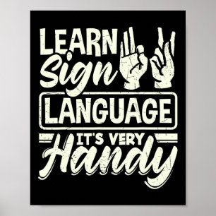 ASL Alphabet Teacher American Sjunga Language its Poster
