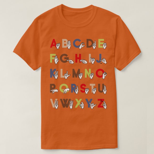 ASL Alphabet-teckenspråk Land T Shirt (Design framsida)