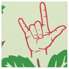 ASL älskar jag dig blomman mönstrat tyg