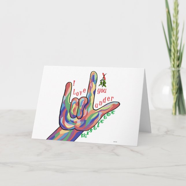 ASL älskar jag dig under Mistletoe Helgkort (Framsida)