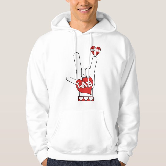 ASL älskar jag DIG undertecknar LABBET Sweatshirt Med Luva (Framsida)