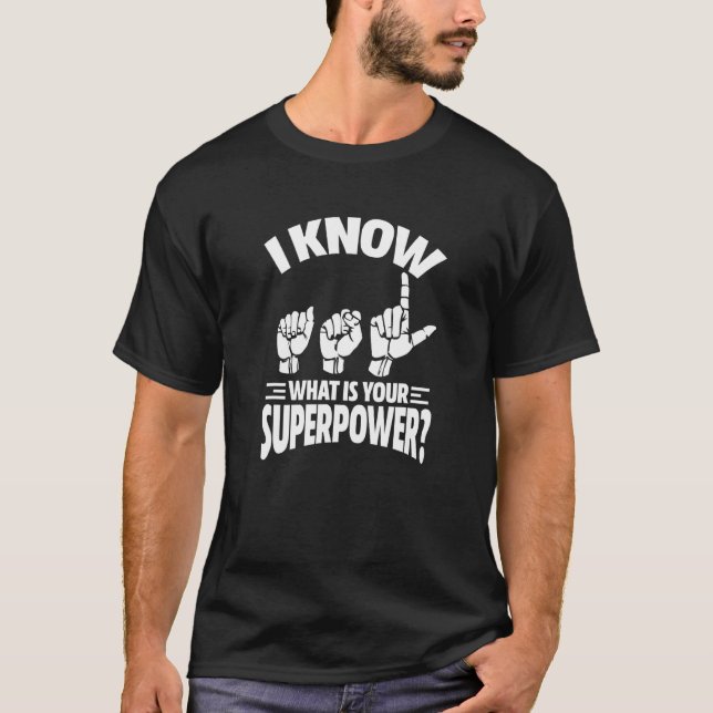 Asl American Sign Language Finger Hand Sign T Shirt (Framsida)