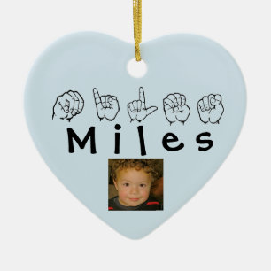 ASL American Sign Language Fingerspets Miles Julgransprydnad Keramik
