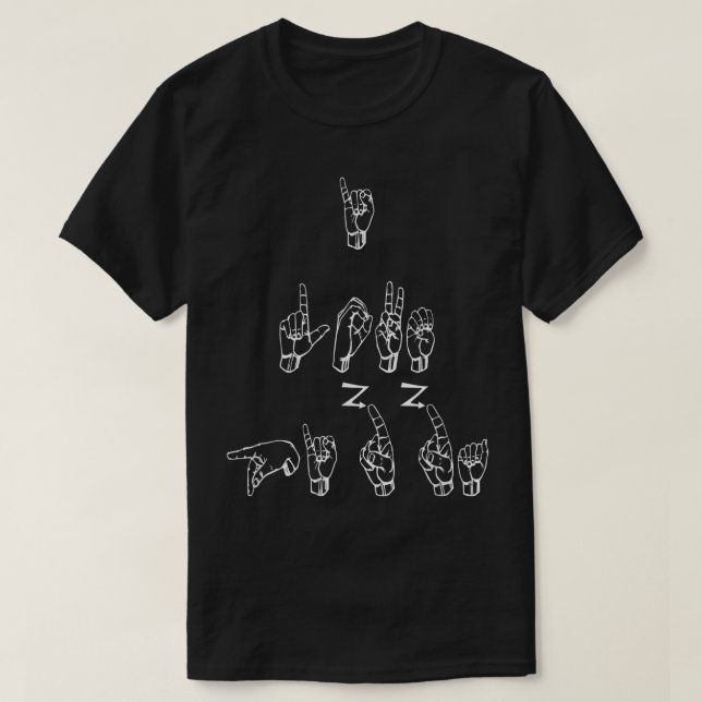 ASL American Sign Language I Kärlek Pizza T Shirt (Design framsida)
