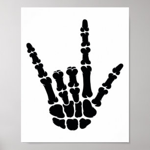 Asl American Sign Language I Kärlek You Skeleton H Poster