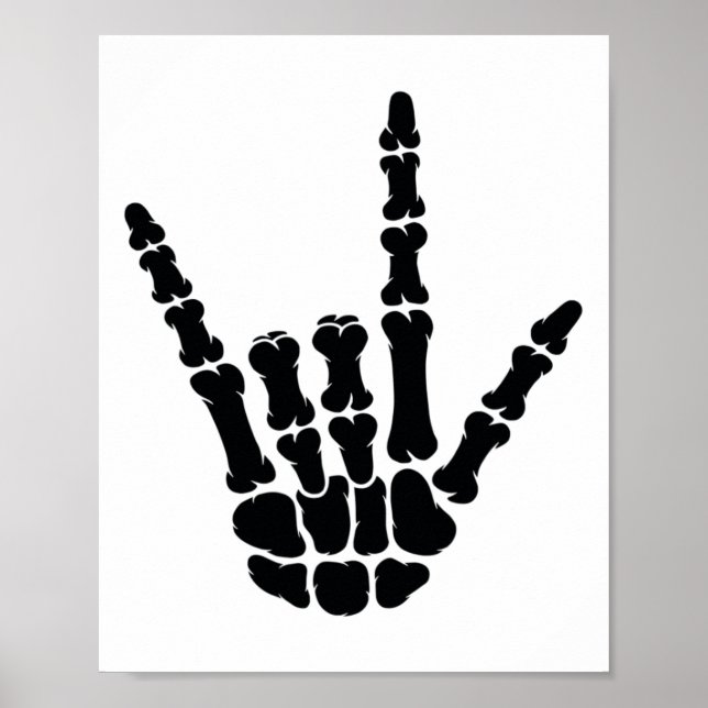 Asl American Sign Language I Kärlek You Skeleton H Poster (Framsidan)