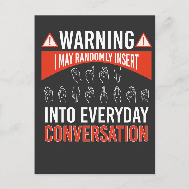 ASL American Sign Language Interpreter Döv Vykort (Framsida)