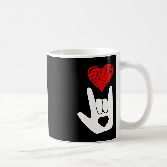 ASL American Sign Language Kärlek Hand Sign ASL Sq Kaffemugg (Höger)