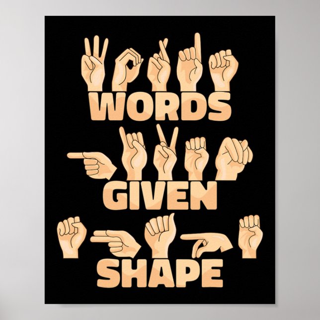 ASL American Sign Language Ord har fått form Poster (Framsidan)