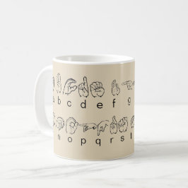 Asl-amerikanen undertecknar det språkFingerspell Kaffemugg