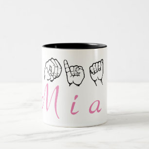 Asl-amerikanen undertecknar språket Fingerspelled Två-Tonad Mugg