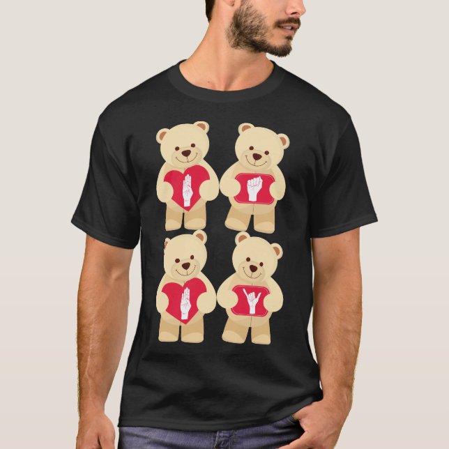Asl-BABYEN ABDL undertecknar språknallehjärtor T Shirt (Framsida)