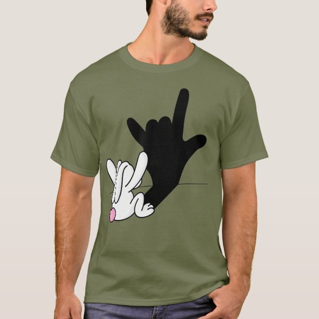 ASL Bunny Reflection I Kärlek You Hand Sign Påsk T Shirt (Framsida)