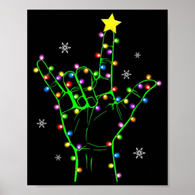 Asl Christmas Christmas Tree Lights American Sign  Poster (Framsidan)