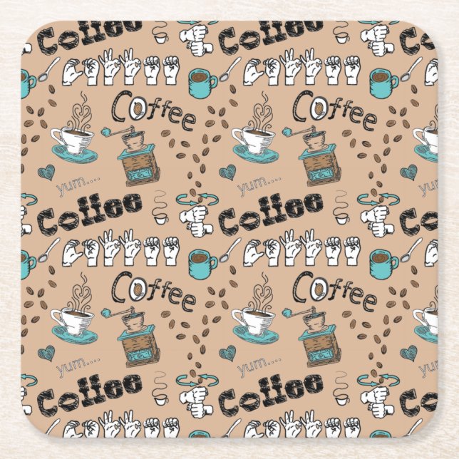 ASL Coffee Underlägg Papper Kvadrat (Framsidan)