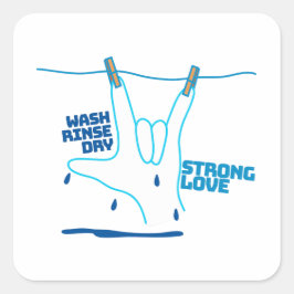 ASL Design - Wash, Rinse, and Dry Love ILY Fyrkantigt Klistermärke